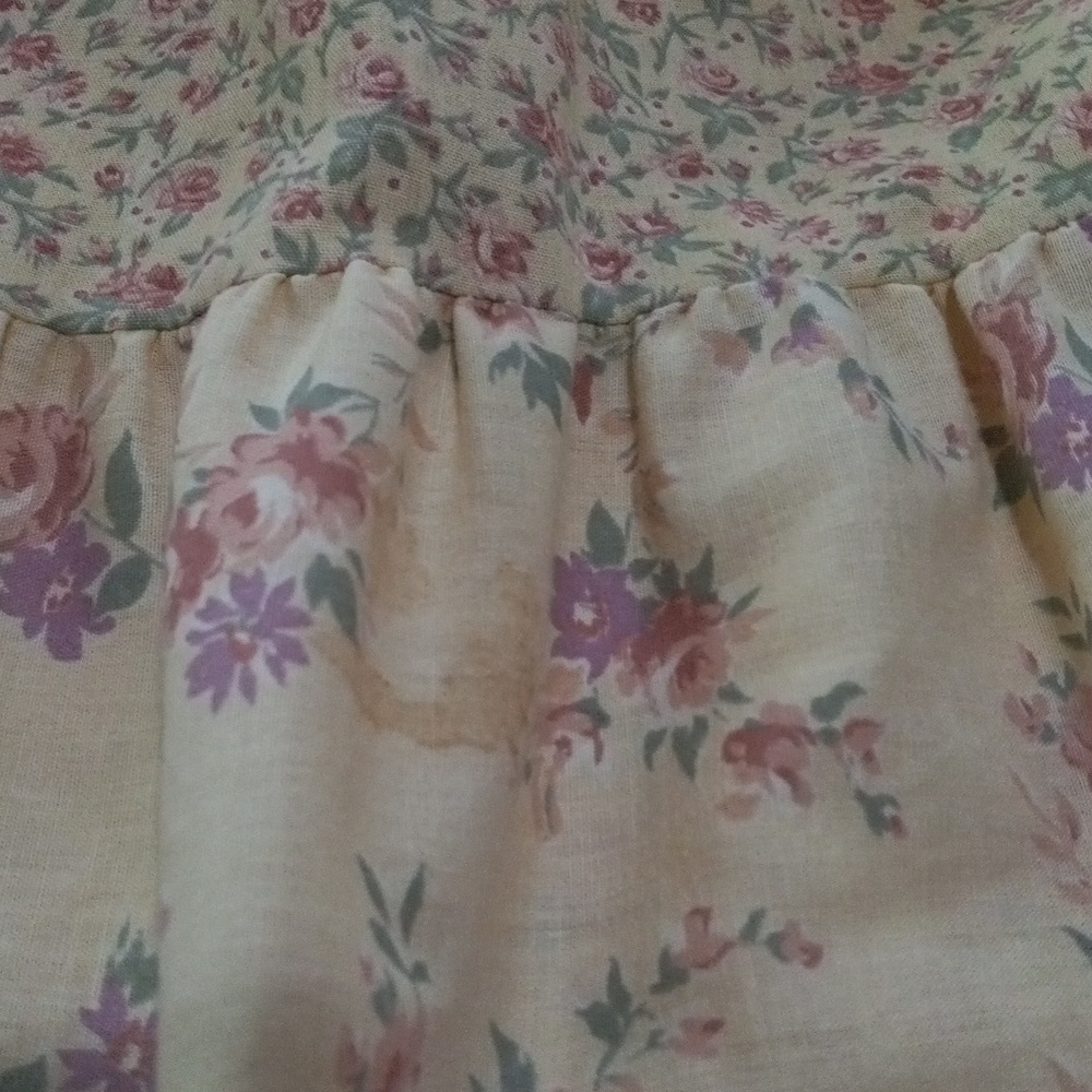 Rare Vintage 1970's Carla Gay Floral Cream Prairie Bow Front Tier Dress - Picture 16 of 16